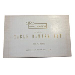Damask Tablecloth & 4 Napkins 50x50 2 Ply Yarn B.C. Linens Beautiful Vintage NOS